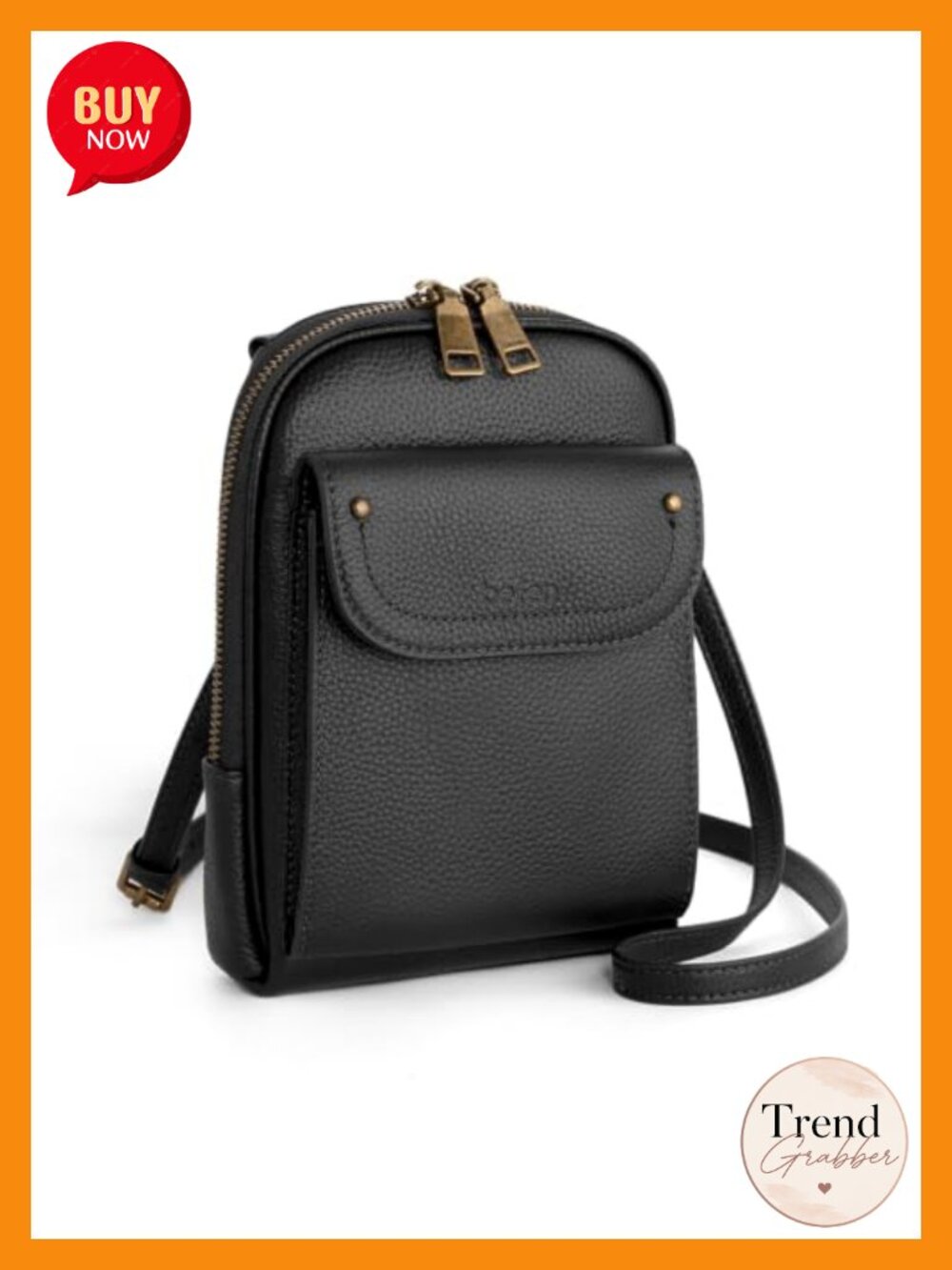 Genuine Leather RFID Crossbody Phone Purse Small Adjustable Strap